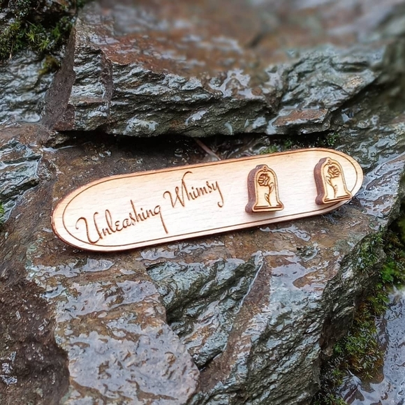 Wooden Glass Dome Cloche Earrings - Picture 3 of 3